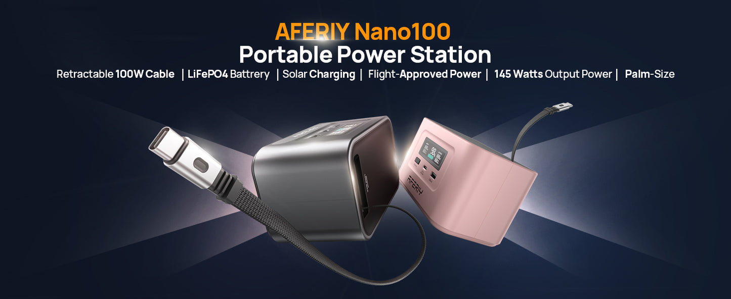Aferiy Portable Power Station 100W 99.2Wh NANO100 Pink