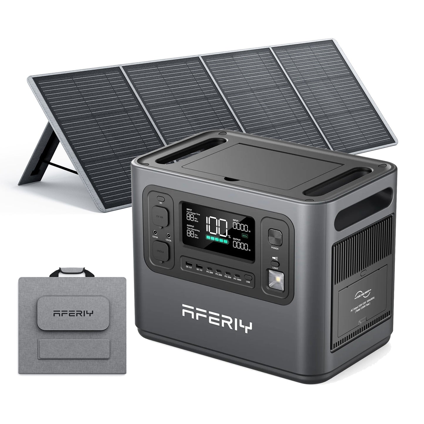 Aferiy Portable Power Station 1200W 960Wh P110 + 200W Solar Panel