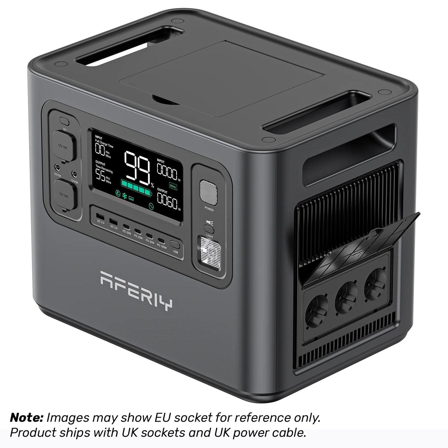 Aferiy P210 Portable Power Station 2400W 2048Wh + 400W Solar Panel