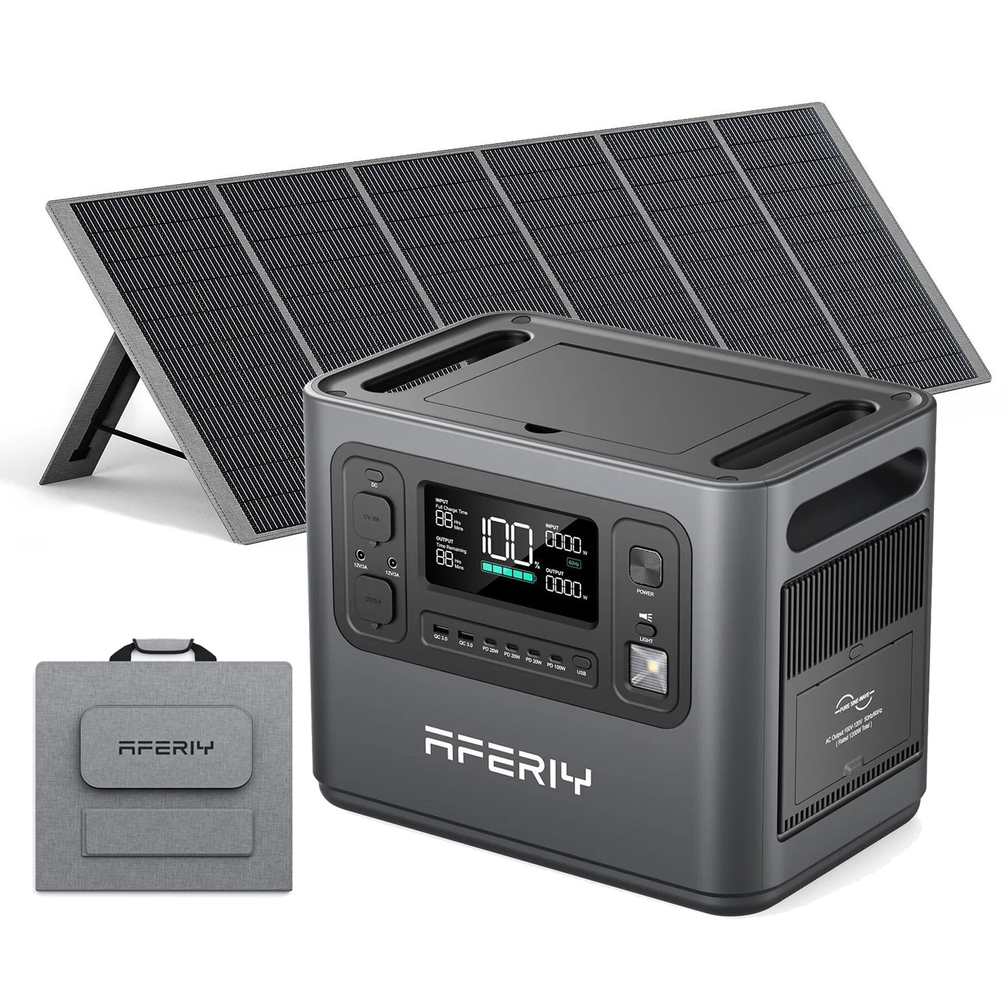 Aferiy P110 Portable Power Station 1200W 960Wh + 400W Solar Panel