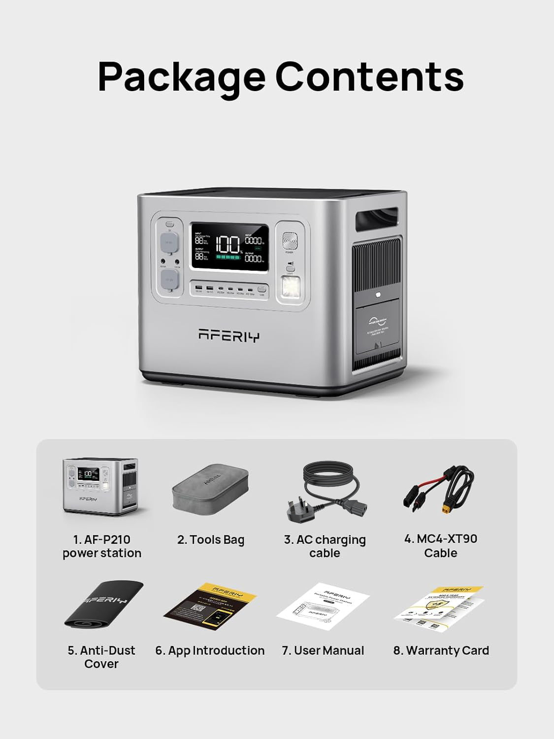 Aferiy P210 Portable Power Station 2400W 2048Wh - Silver